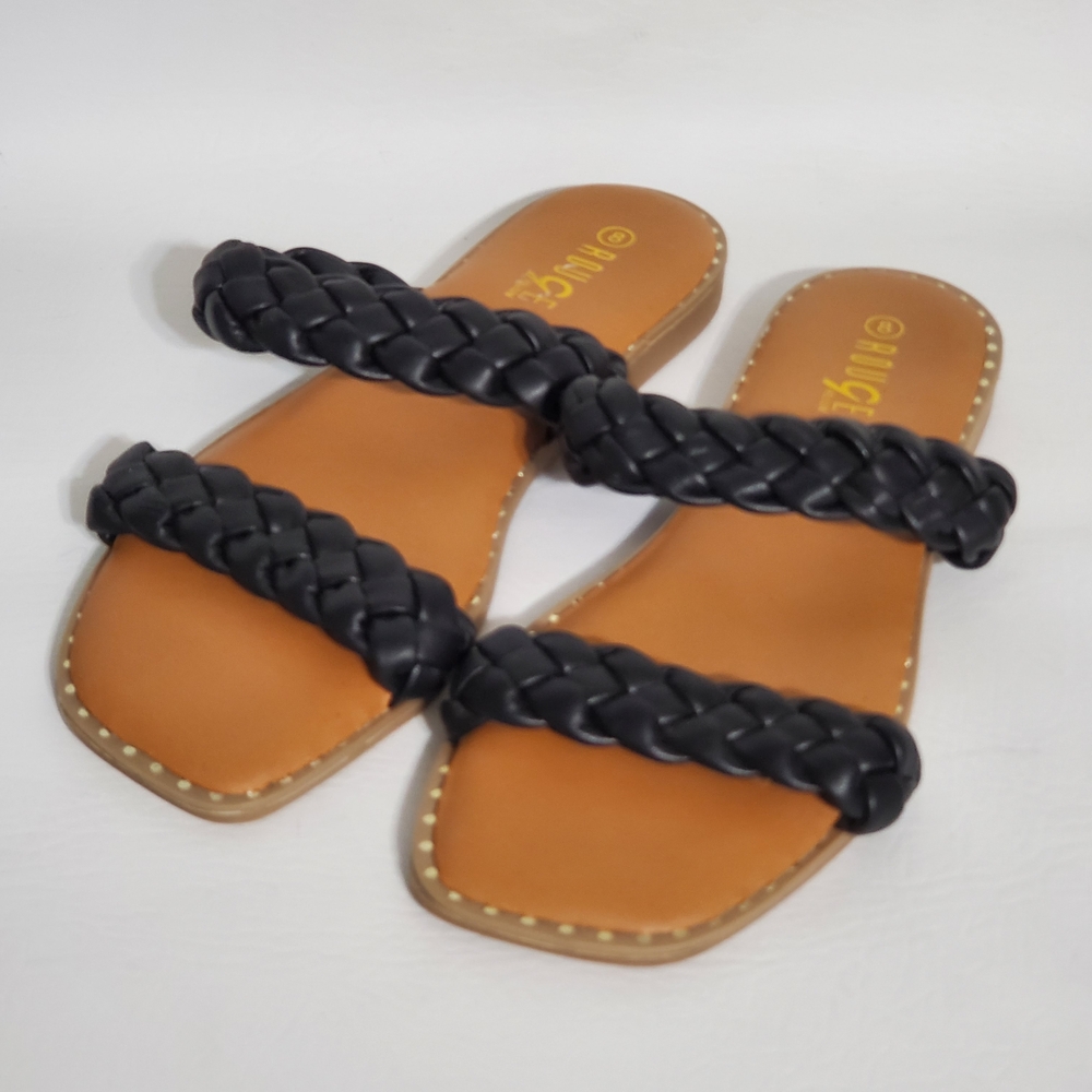 Rouge Helium Black Braided Sandals